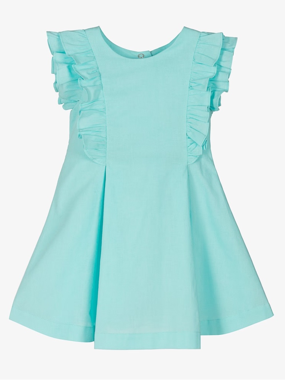 Lapin House Girls' Aqua Blue Cotton Ruffle Dress
